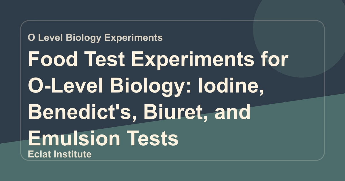 Food Test Experiments for O-Level Biology: Iodine, Benedict's, Biuret, and Emulsion Tests