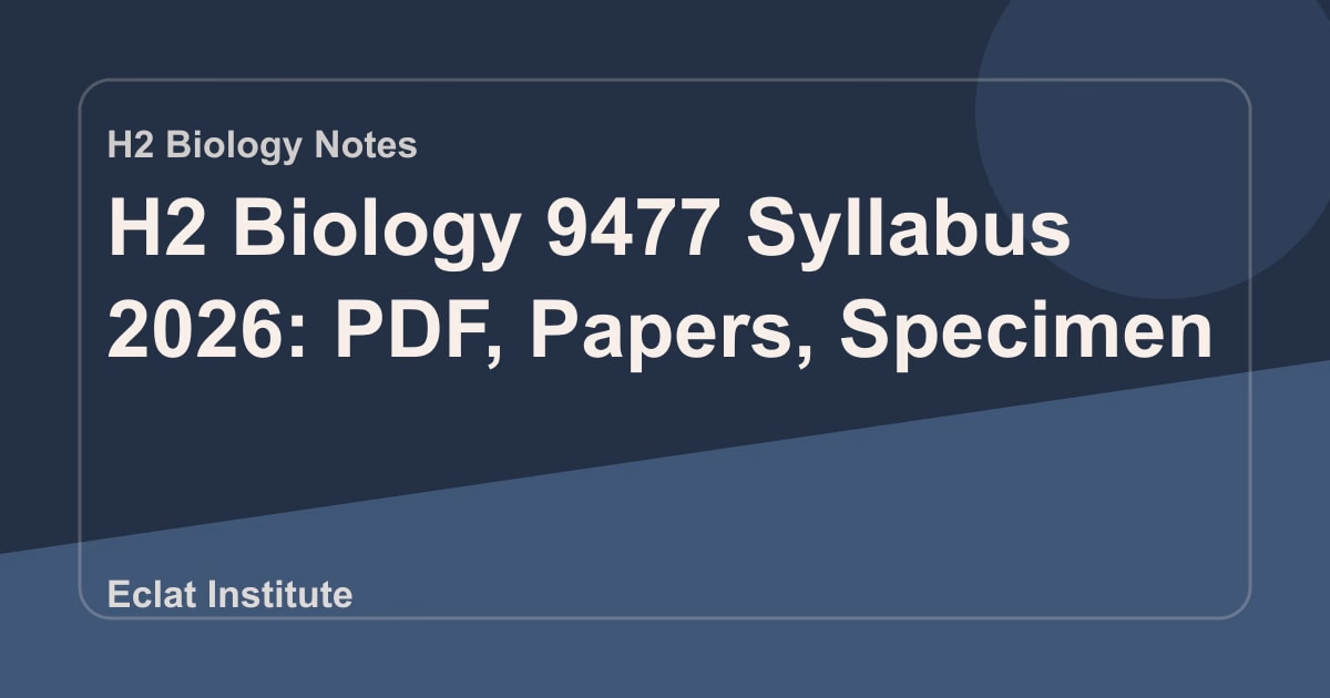 H2 Biology 9477 Syllabus 2026: PDF, Papers, Specimen