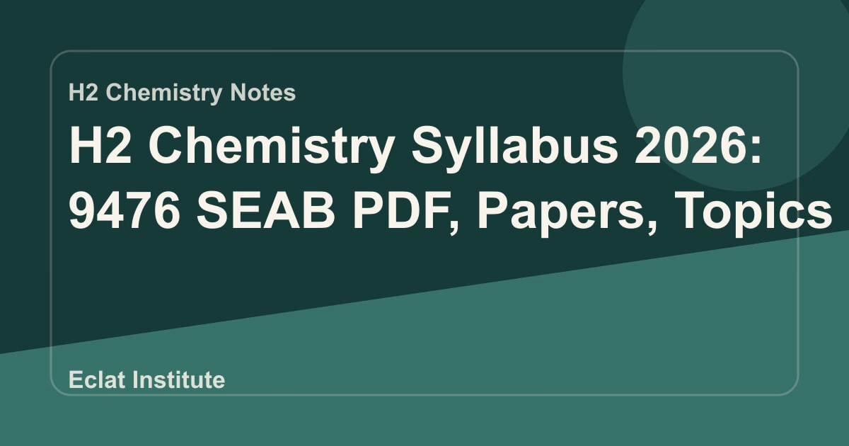 H2 Chemistry Syllabus 2026: 9476 SEAB PDF, Papers, Topics