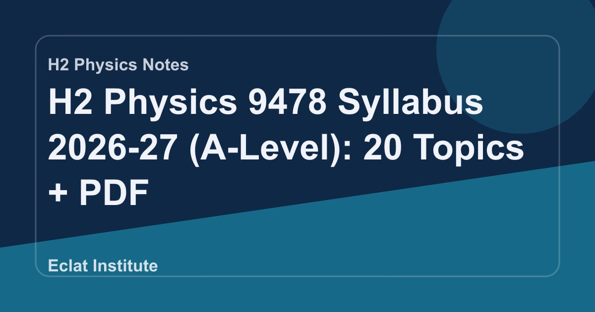 H2 Physics 9478 Syllabus 2026 Topic Map | A-Level Notes Route