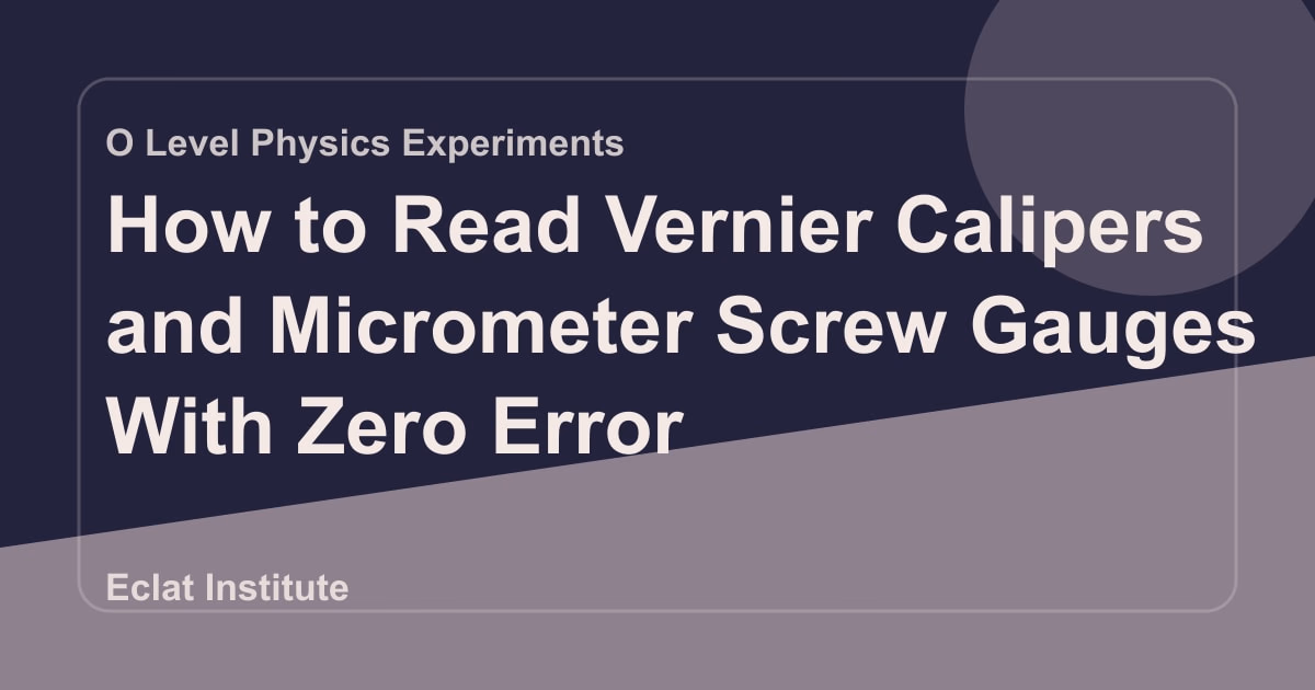 Vernier Caliper and Micrometer Screw Gauge: Least Count and Zero Error