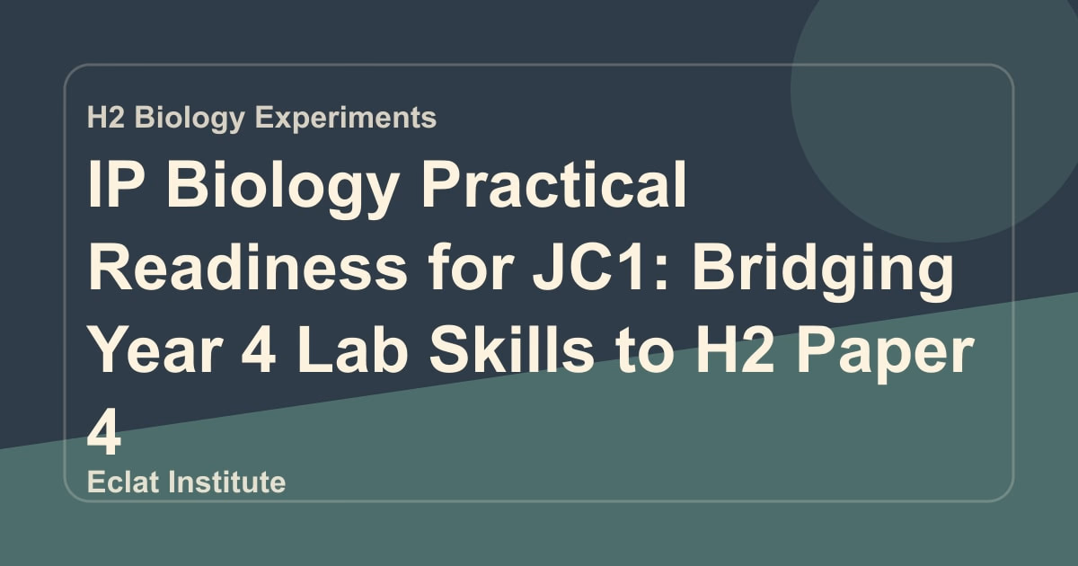 IP Biology Practical Readiness for JC1: Bridging Year 4 Lab Skills to H2 Paper 4
