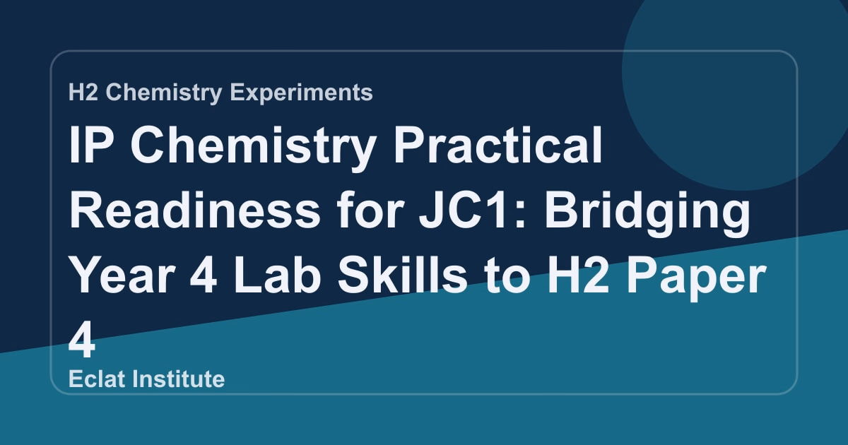 IP Chemistry Practical Readiness for JC1: Bridging Year 4 Lab Skills to H2 Paper 4
