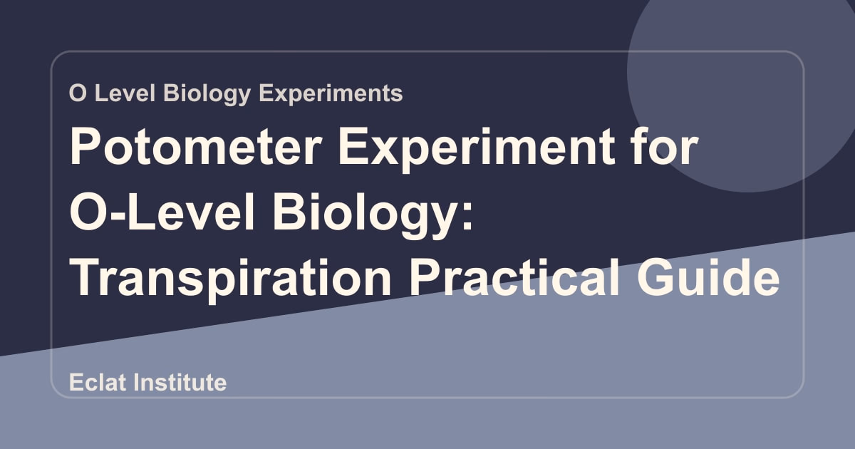 Potometer Experiment for O-Level Biology: Transpiration Practical Guide