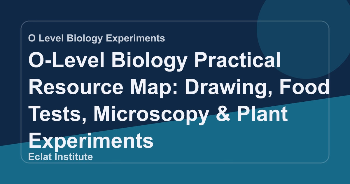 O-Level Biology Practical Resource Map: Drawing, Food Tests, Microscopy & Plant Experiments