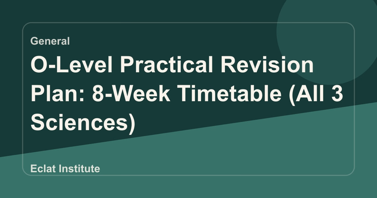 O-Level Practical Revision Plan: 8-Week Timetable (All 3 Sciences)