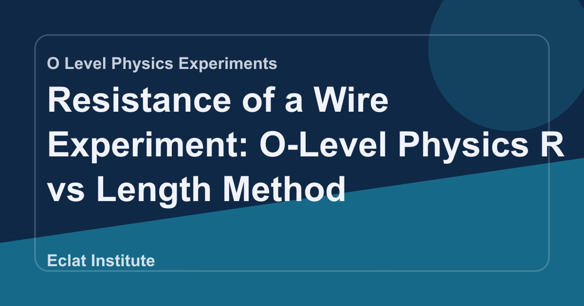 Resistance of a Wire Experiment: O-Level Physics R vs Length Method