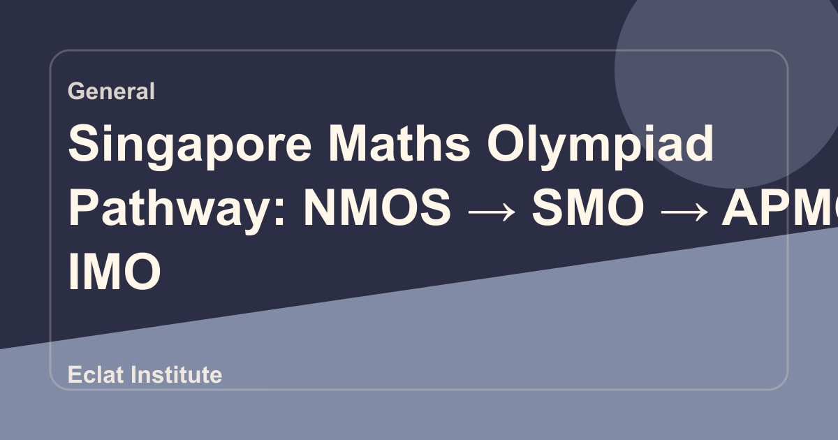 Singapore Maths Olympiad Pathway: NMOS → SMO → APMO → IMO