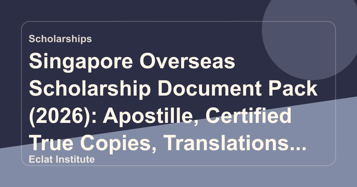 Singapore Overseas Scholarship Document Pack (2026): Apostille, Certified True Copies, Translations, and Sealed Letters