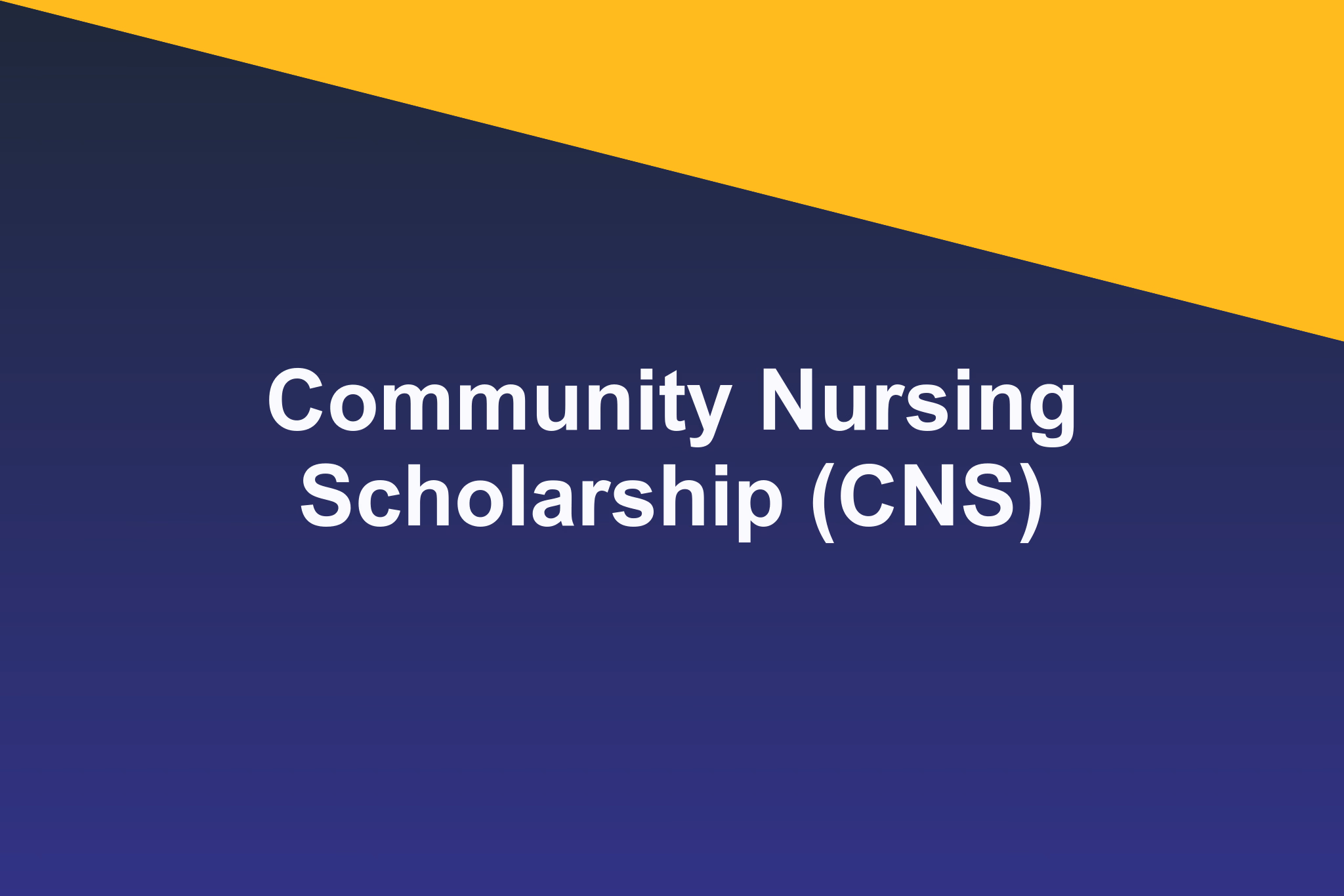 Community Nursing Scholarship (CNS): 2026 Profile