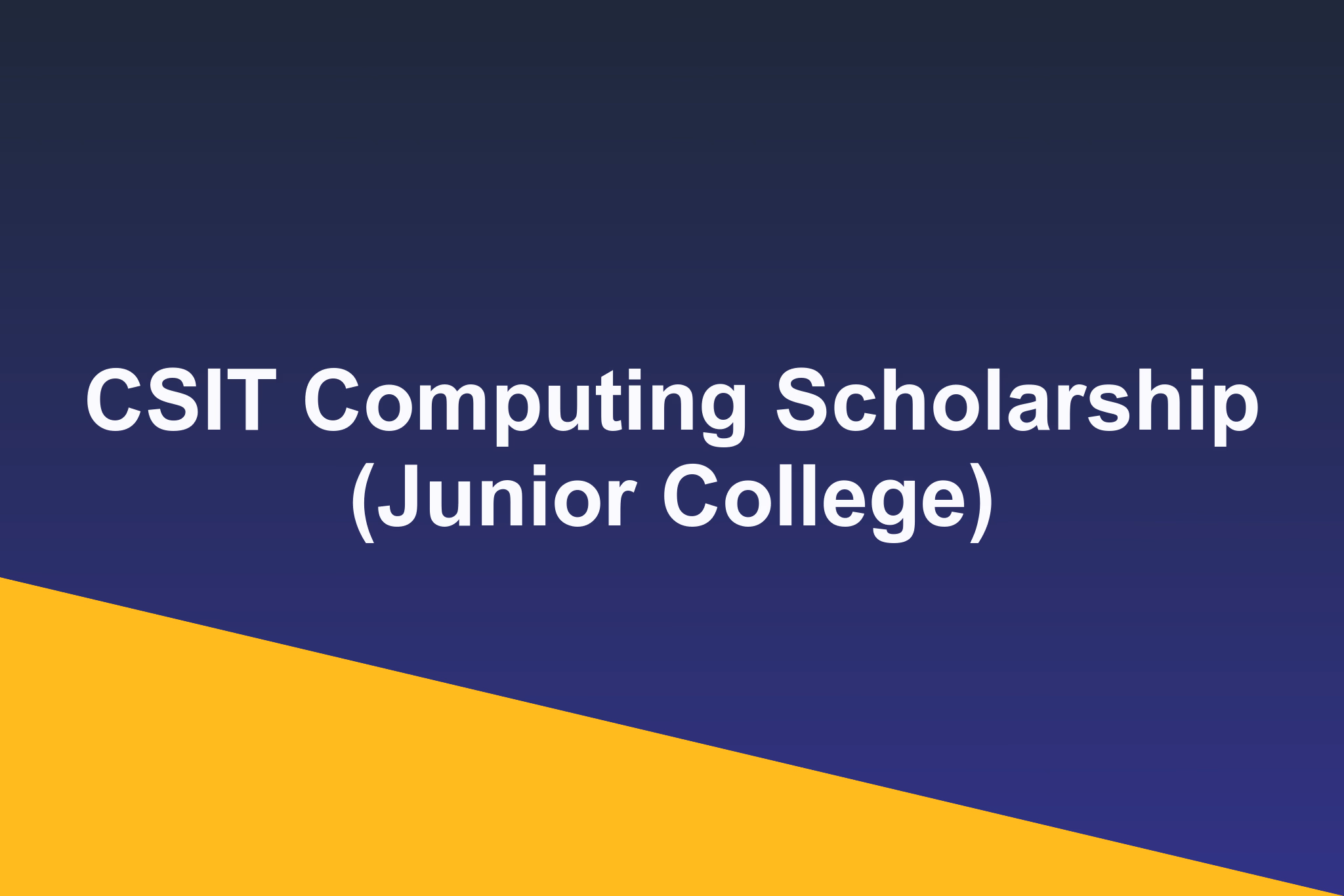 CSIT Computing Scholarship (Junior College): 2026 Profile