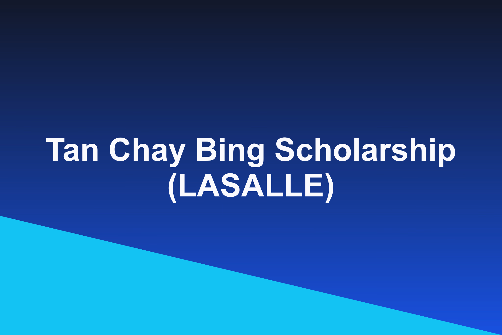 Tan Chay Bing Scholarship (LASALLE): 2026 Profile