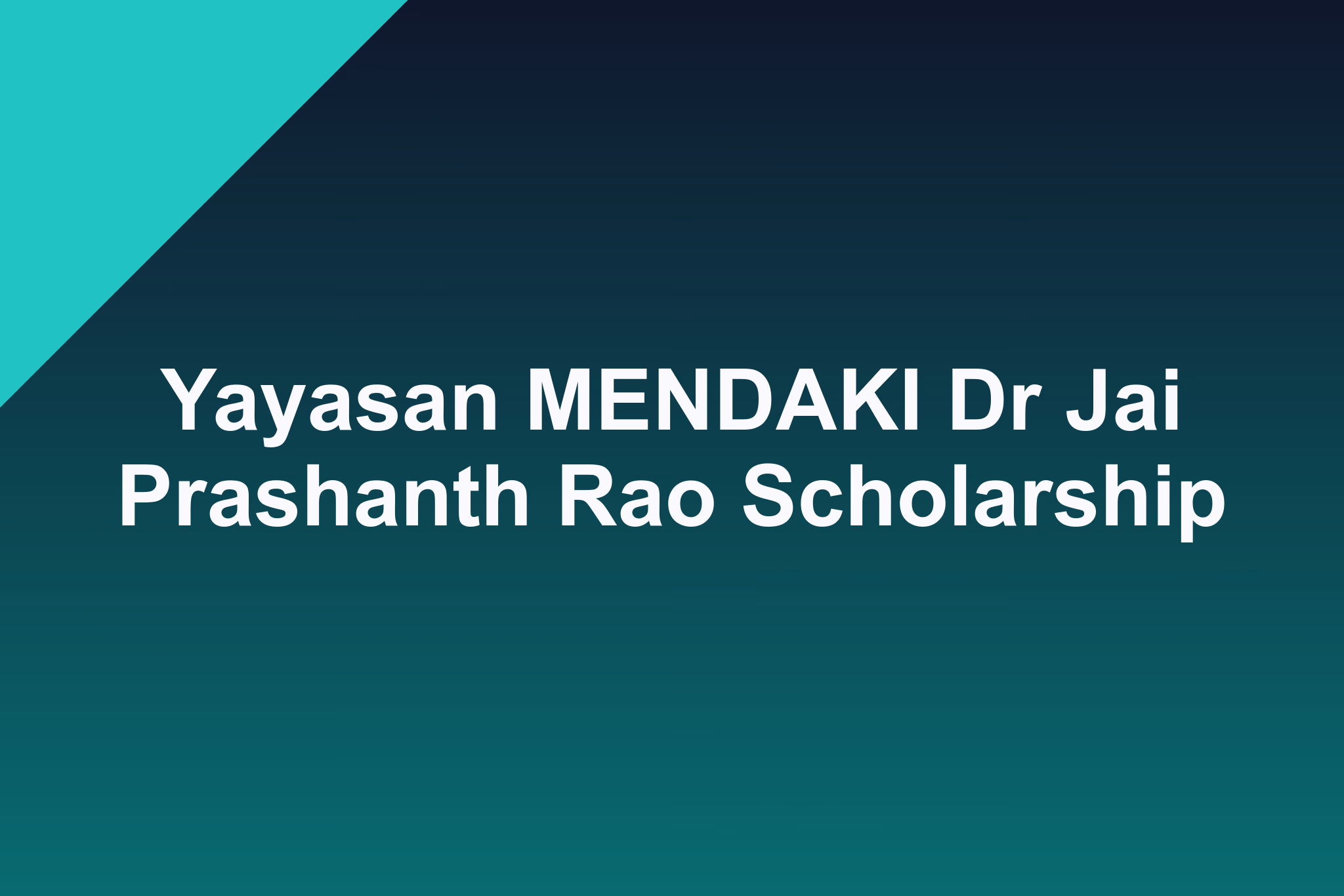 Yayasan MENDAKI Dr Jai Prashanth Rao Scholarship: 2026 Profile