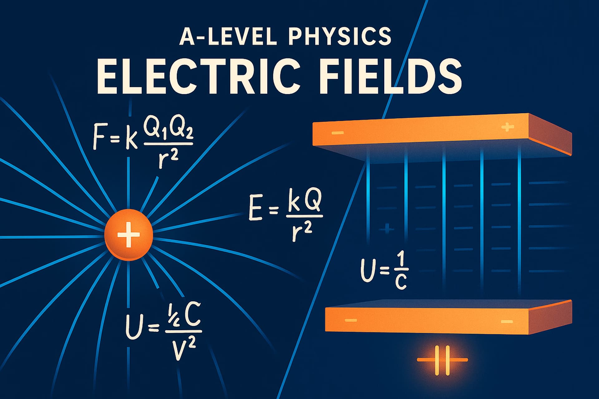 A-Level Physics — 14) Electric Fields (IP-Friendly Guide)