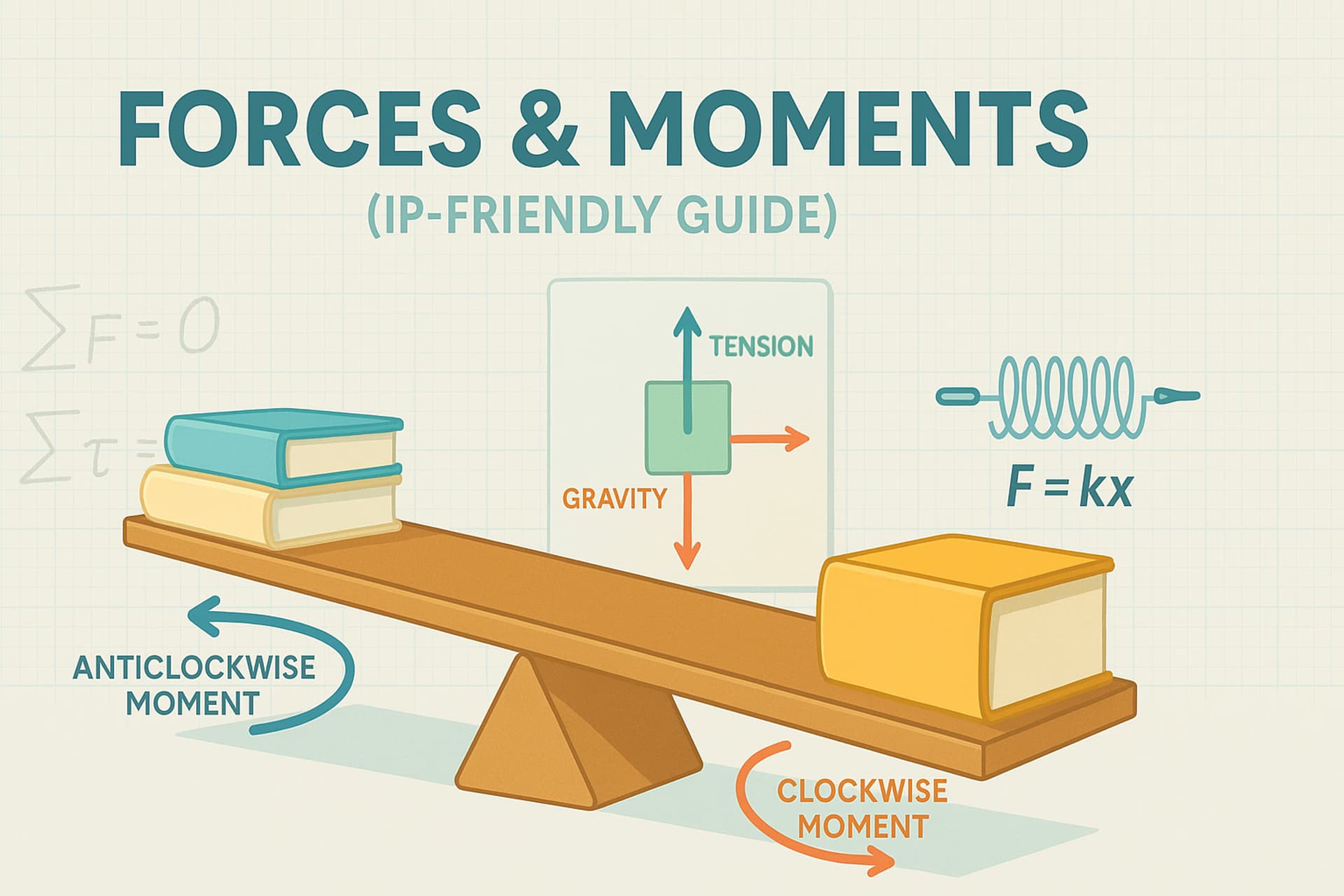A-Level Physics — 2) Forces & Moments (IP-Friendly Guide)