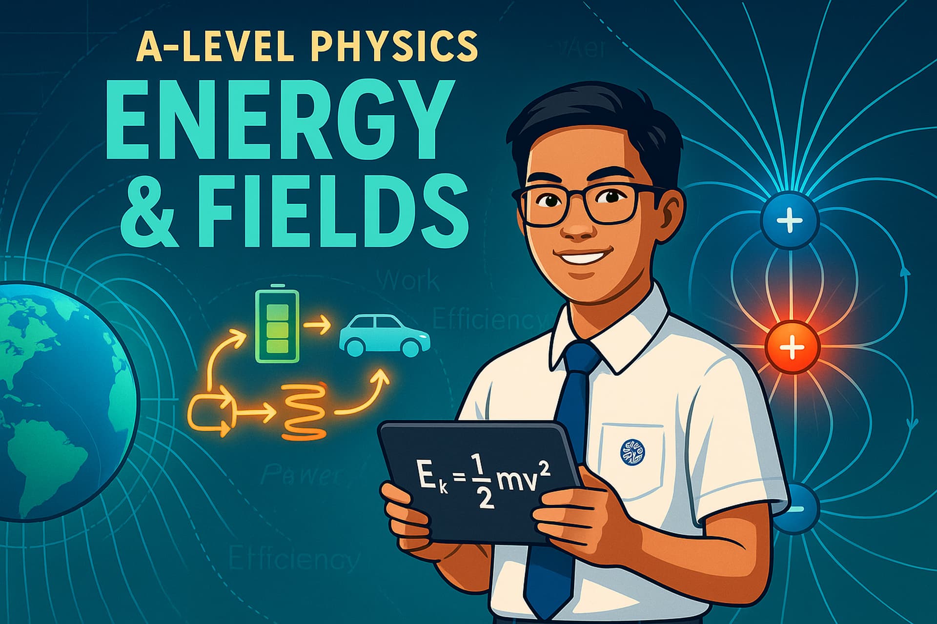 A-Level Physics — 4) Energy & Fields (IP-Friendly Guide)