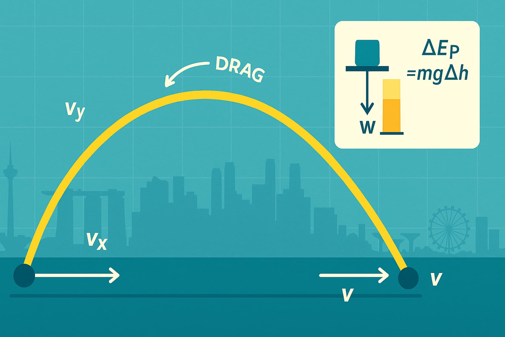 A-Level Physics — 5) Projectile Motion & Energy (IP-Friendly Guide)