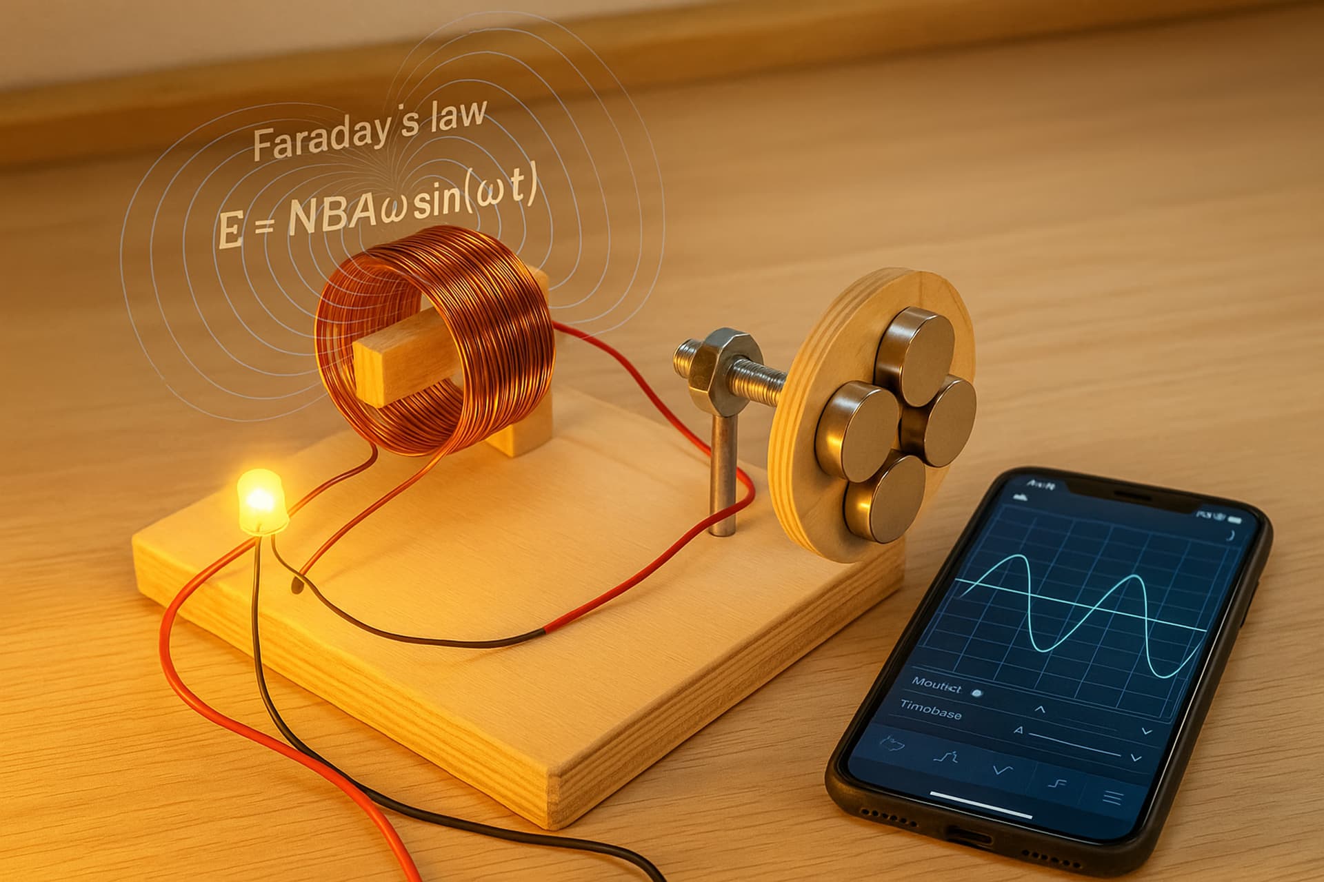Building an AC Generator from Scratch - Electromagnetic Induction for H2 Physics