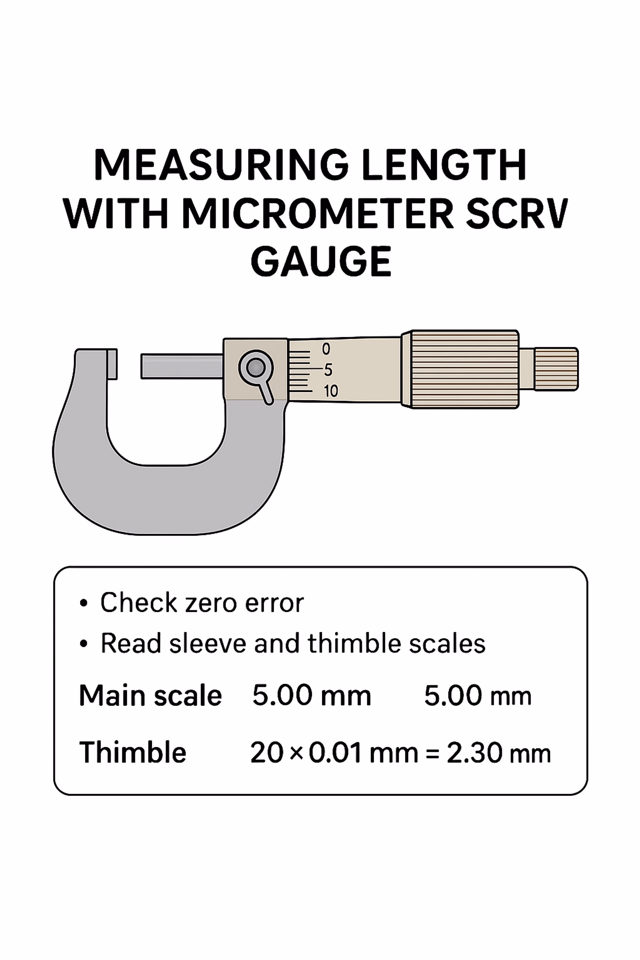 Micrometer screw gauge parts and reading