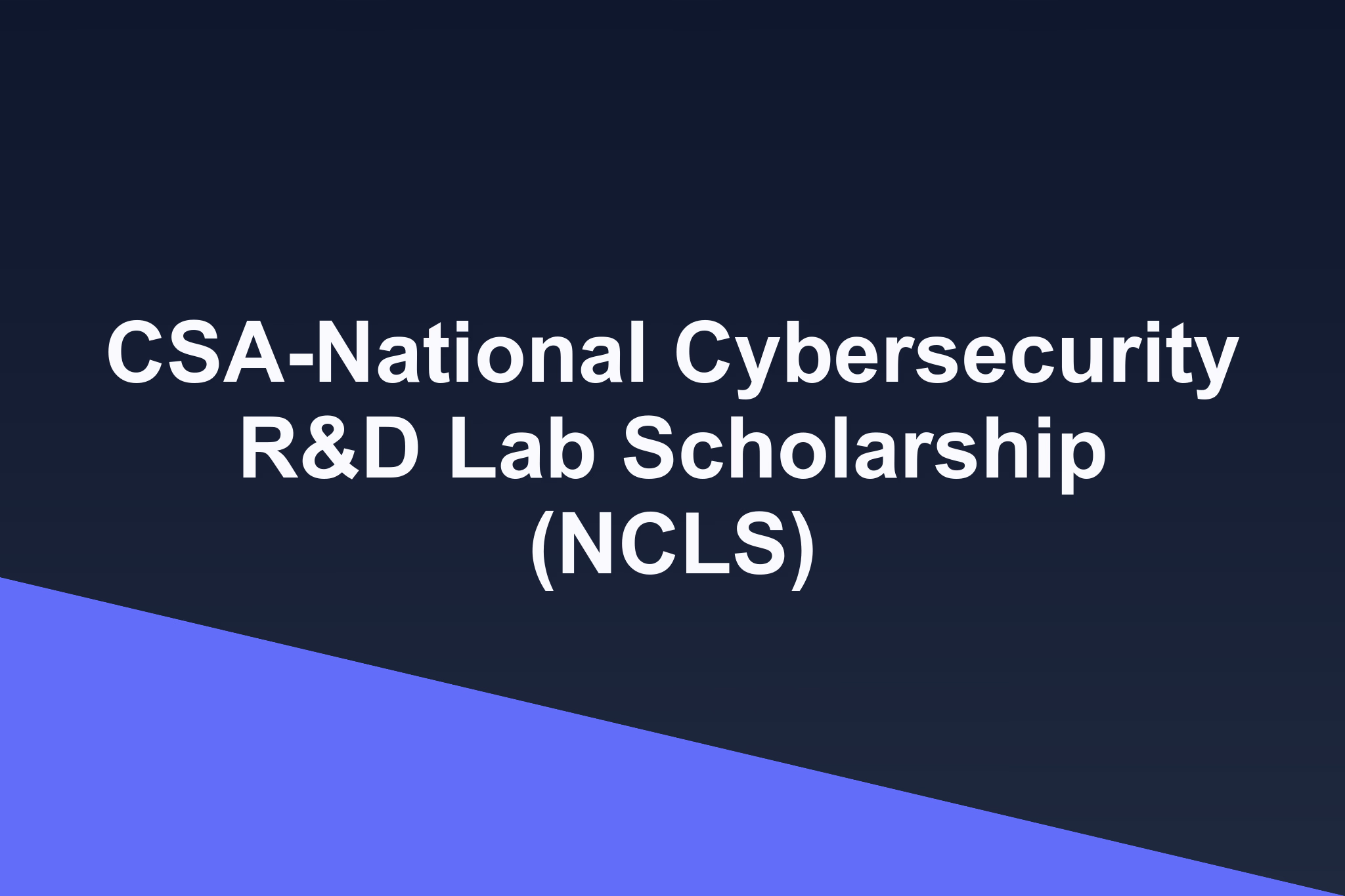 CSA-National Cybersecurity R&D Lab Scholarship (NCLS): 2026 Profile