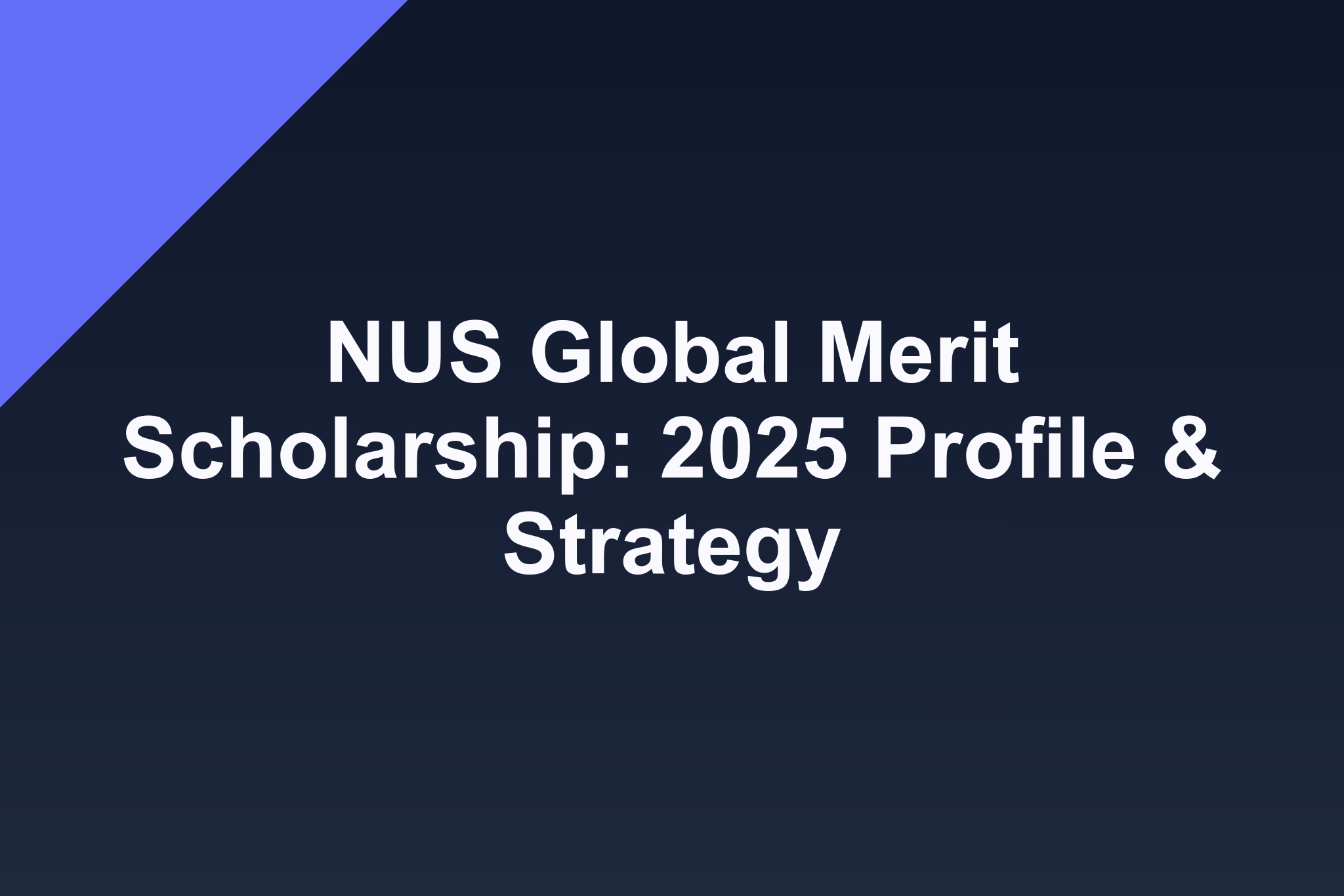 NUS Global Merit Scholarship: 2025 Profile & Strategy